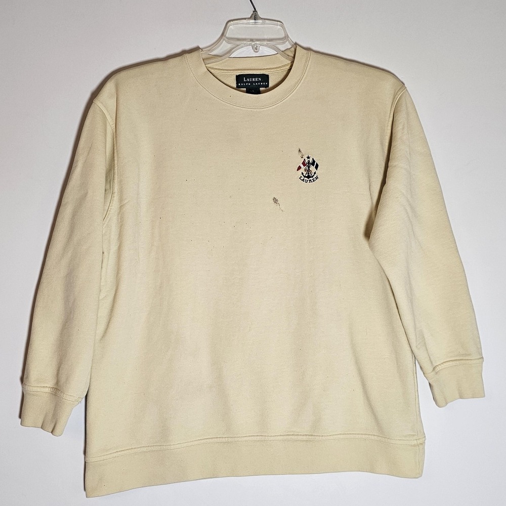 Lauren Ralph Lauren Sweater Mens Small Crewneck Crest Pullover Stained